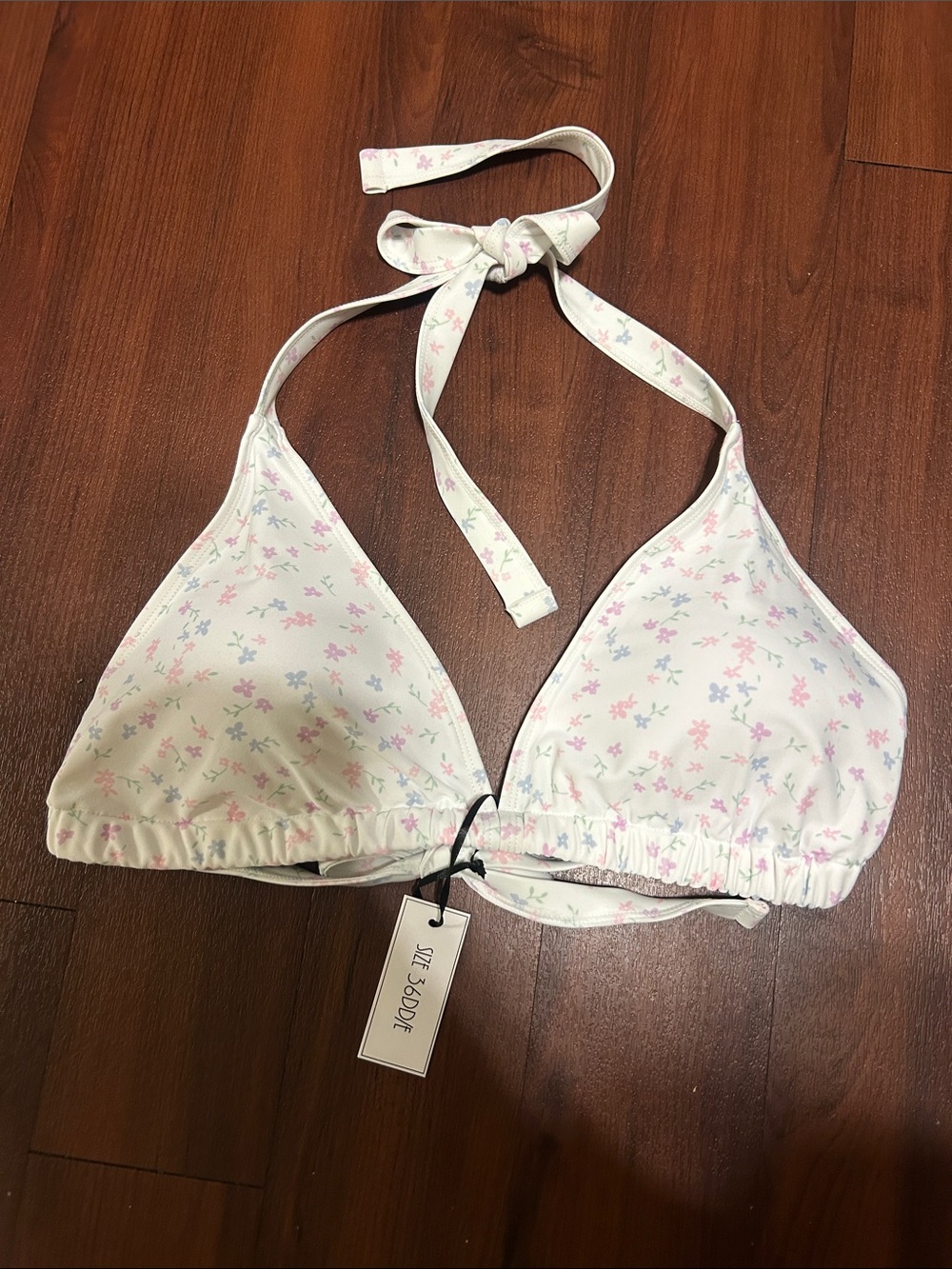 🆕 Ivory Rose ASOS Women's Fuller Bust Triangle Bikini Top Size 36DD Cream Floral